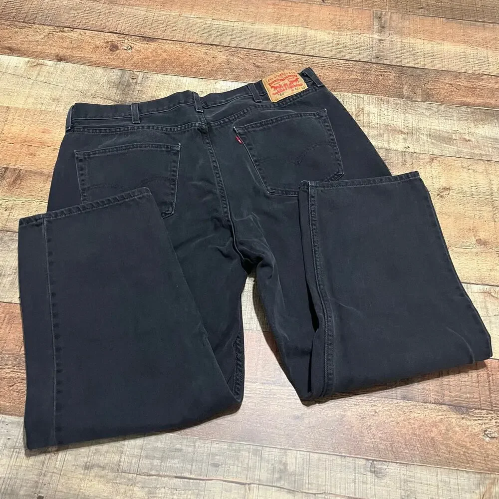 Levis 100% Cotton Black Wash Denim Straight Leg 550 Jeans Sz 42x30 Closet Staple